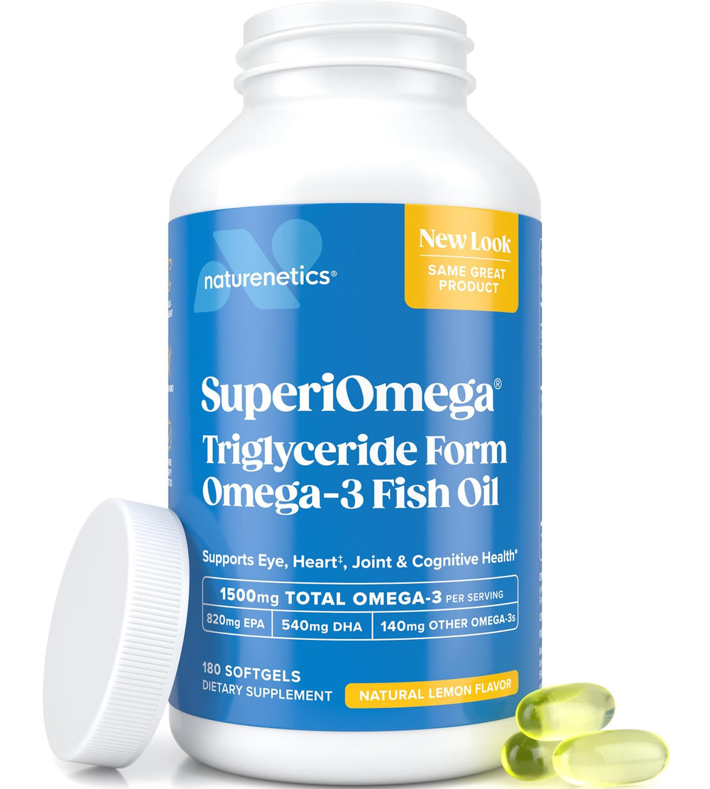 Naturenetics omega-3 lemon bottle softgels for daily eye comfort