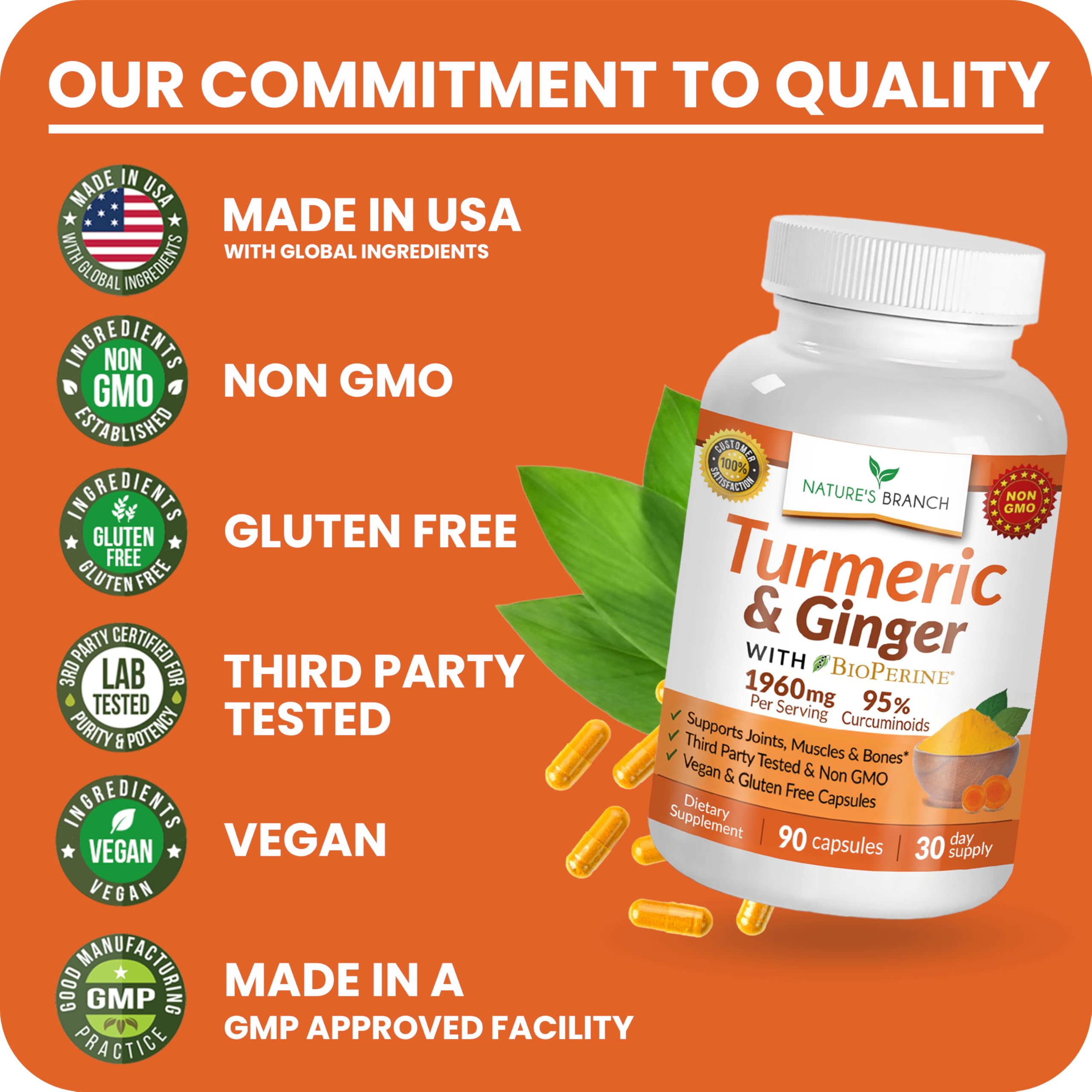 Nature's Branch US-made non-GMO facility seal ensures quality.