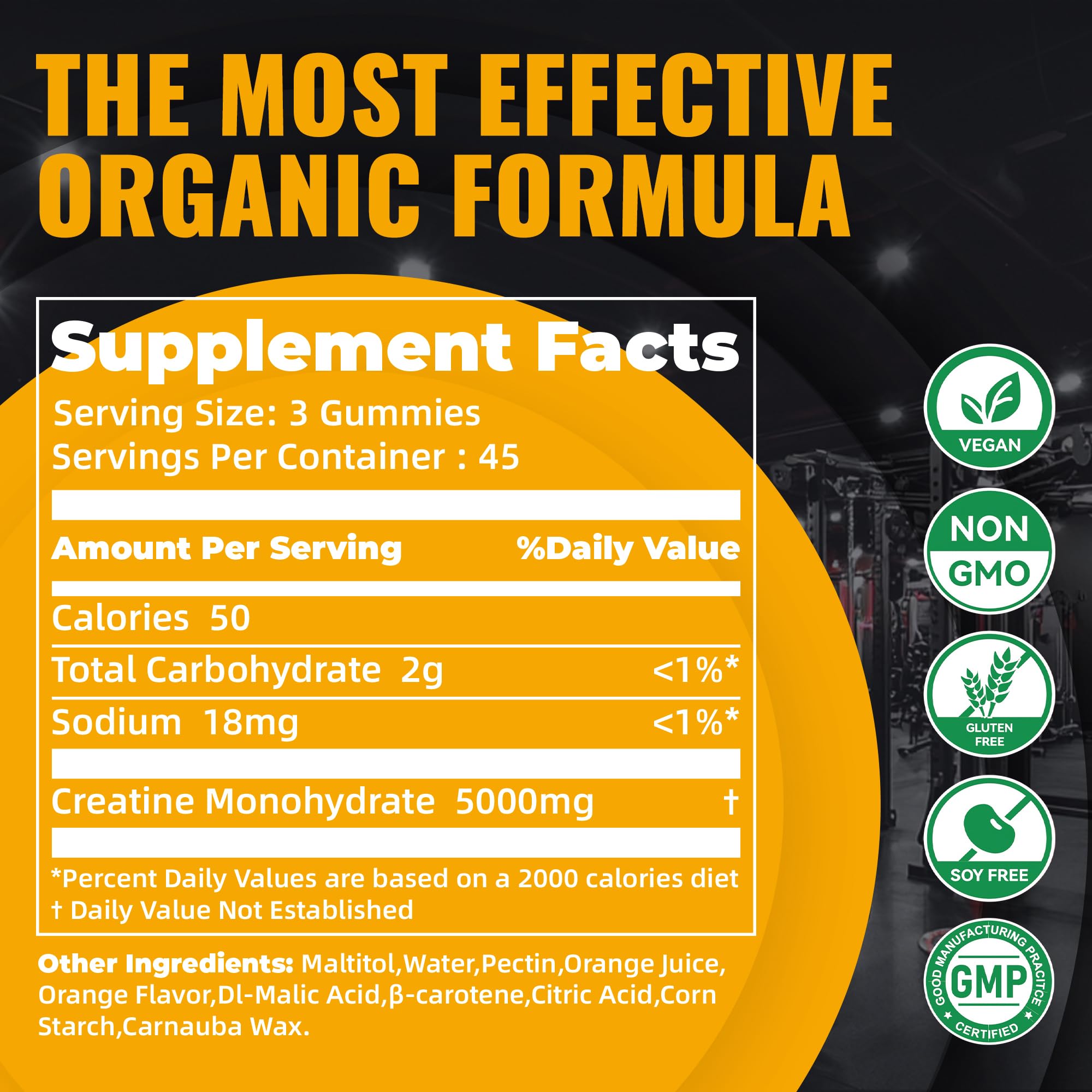 Three gummies per serving shown for easy daily dosing