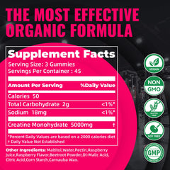 Natures Aid Creatine Gummy three gummies serving shows convenient intake.