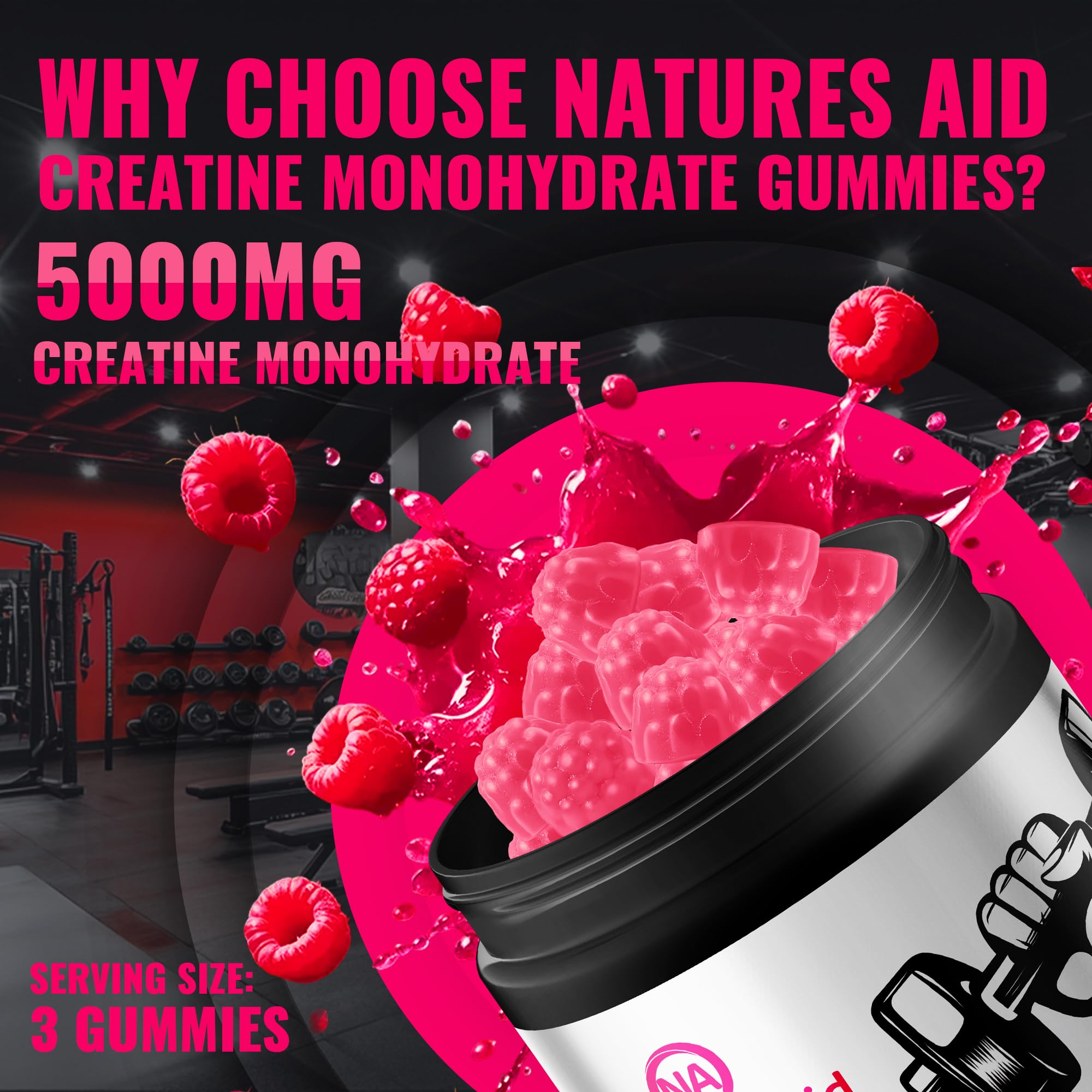 Natures Aid Creatine Gummy vegan ingredients highlight clean option.