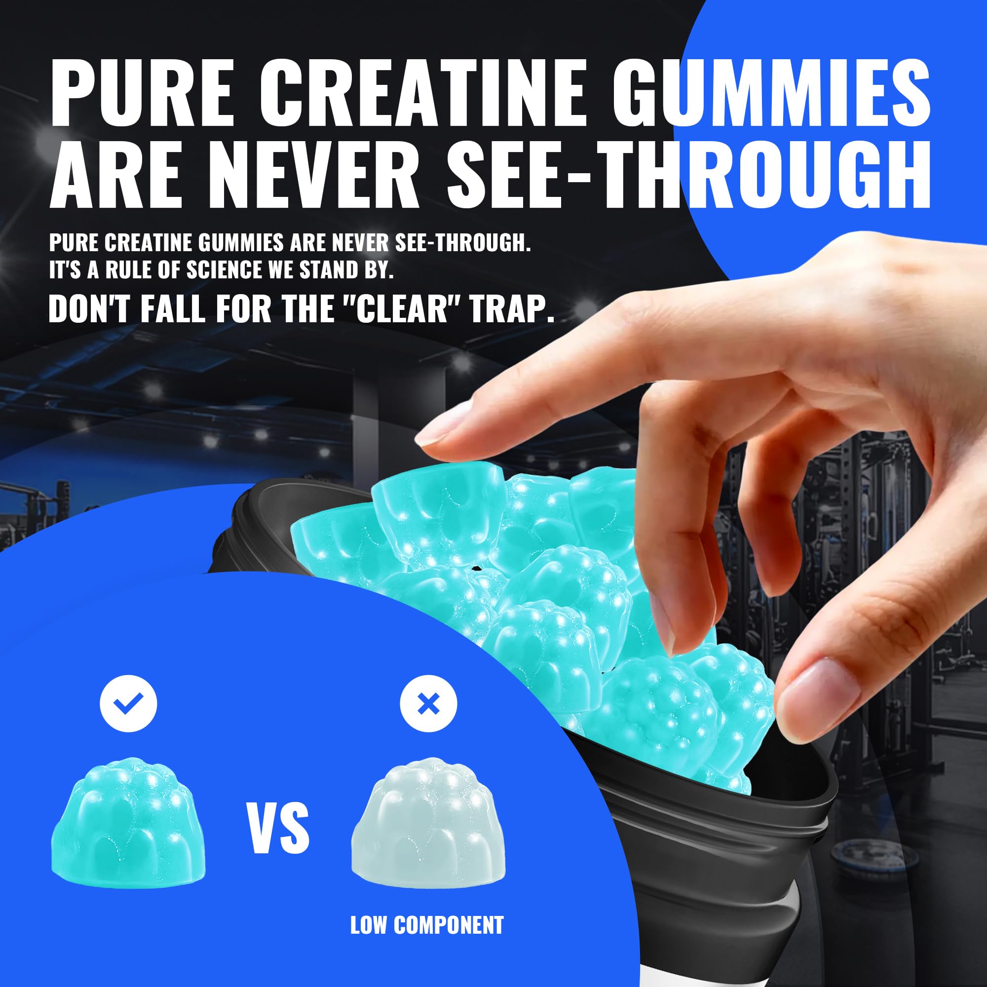 Nature's Aid Creatine Monohydrate Gummies packaging displaying 135-count bottle