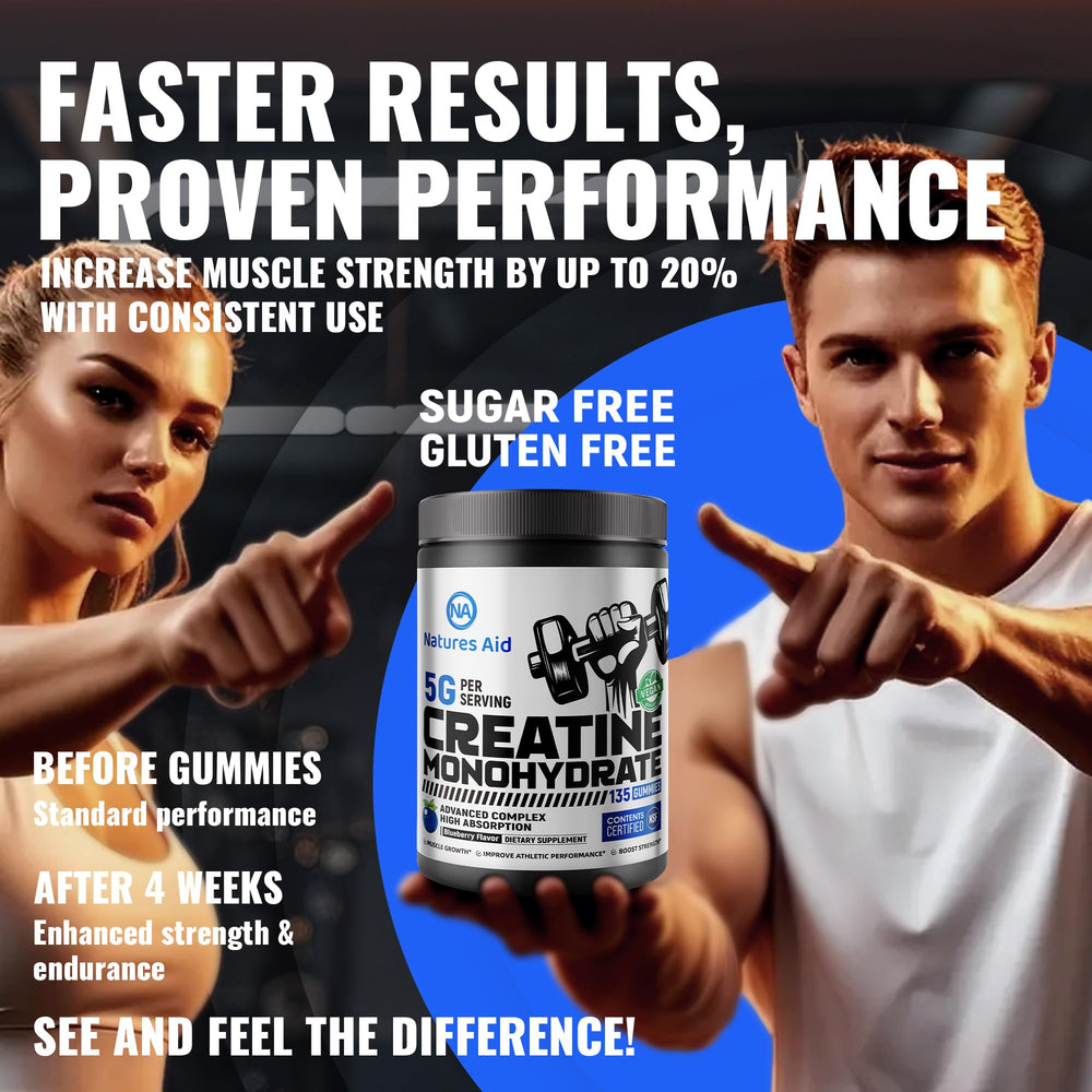 Nature's Aid Creatine Monohydrate Gummies soft chew texture close-up