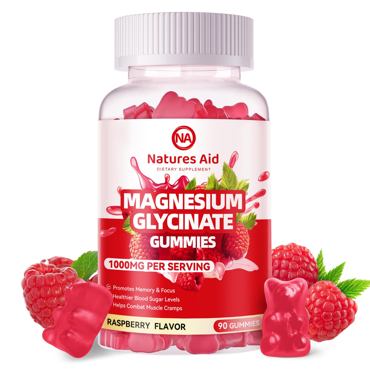 Natures Aid Magnesium Glycinate Gummies bottle for daily calm support.