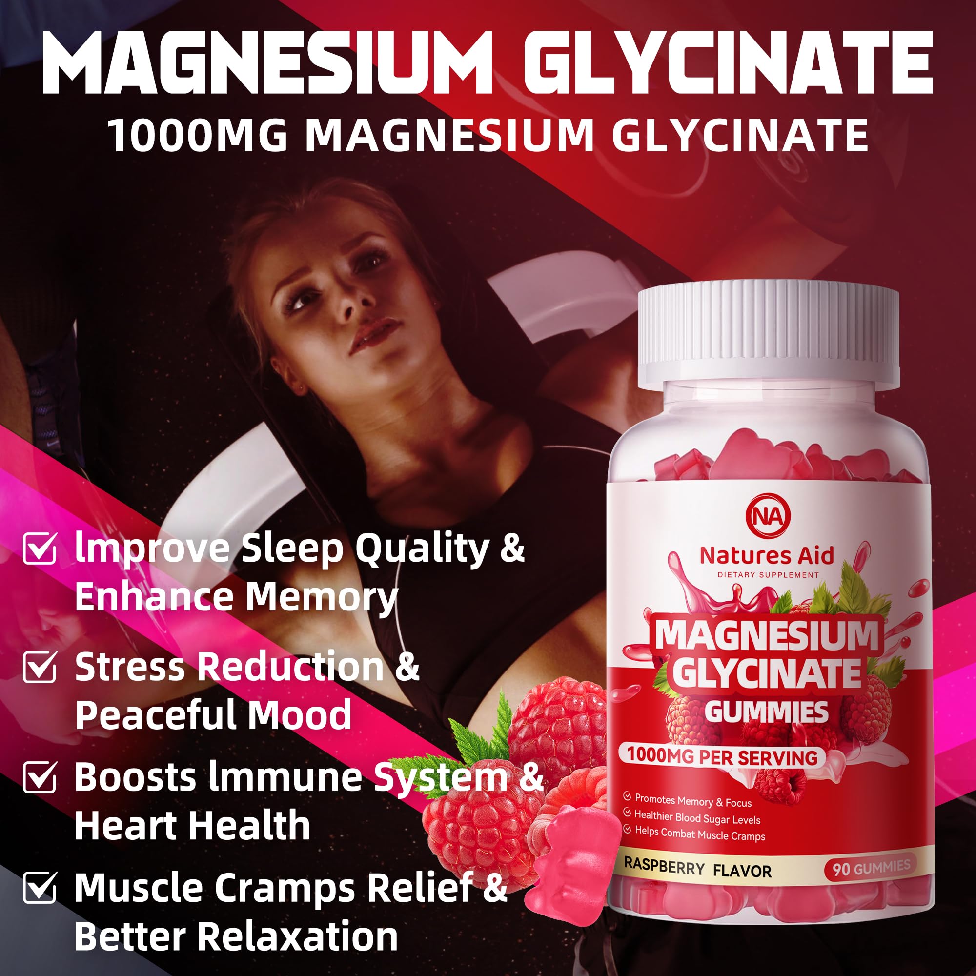 Natures Aid raspberry gummies suggest a convenient, sugar-free wellness option.