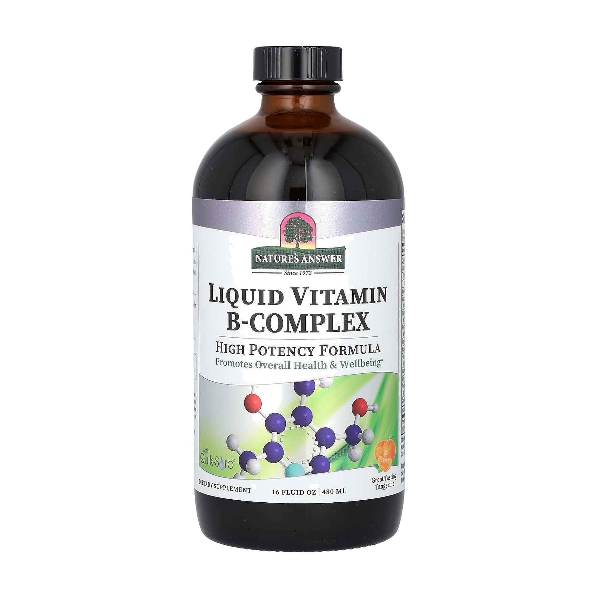Nature's Answer Liquid B-Complex bottle front with orange label highlighting energy support.