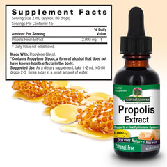 Nature's Answer Propolis Resin cap close-up showing secure seal and portability.
