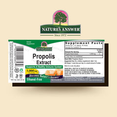 Nature's Answer Propolis Resin label view highlights natural ingredients.