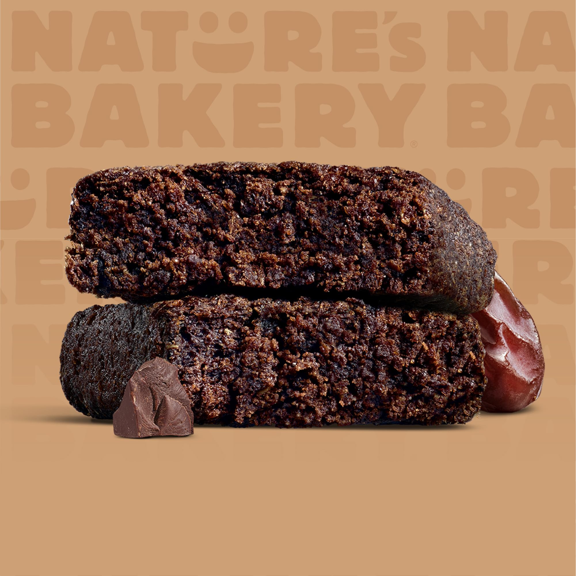 Nature's Bakery Double Chocolate Brownie Bar beside a coffee, ideal dairy-free pick me up