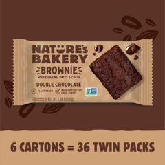 Nature's Bakery Double Chocolate Brownie Bar six pack, compact dairy-free treat for on the go