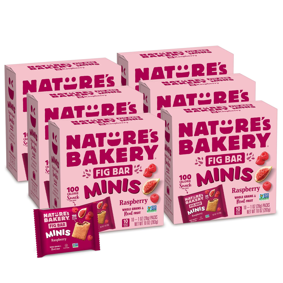 Nature's Bakery Raspberry Fig Bar Minis in pack, convenient on-the-go snack.