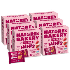 Nature's Bakery Raspberry Fig Bar Minis in pack, convenient on-the-go snack.