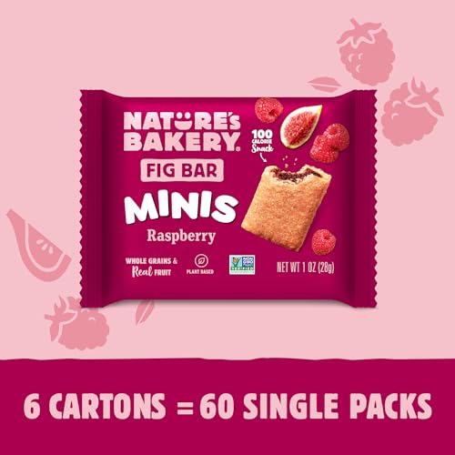 Nature's Bakery fig bar minis with whole grains—vegan-friendly snack option.