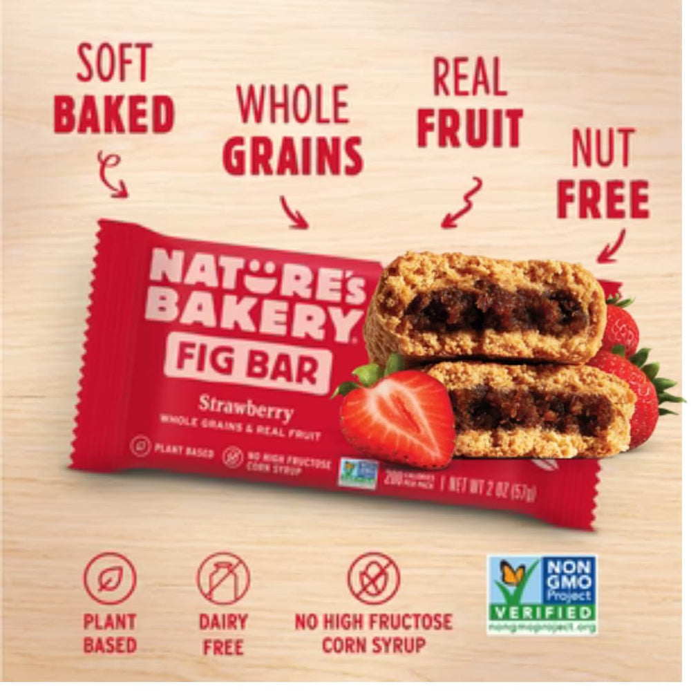 Nature's Bakery fig bars variety pack open; easy portion control for lunch boxes.