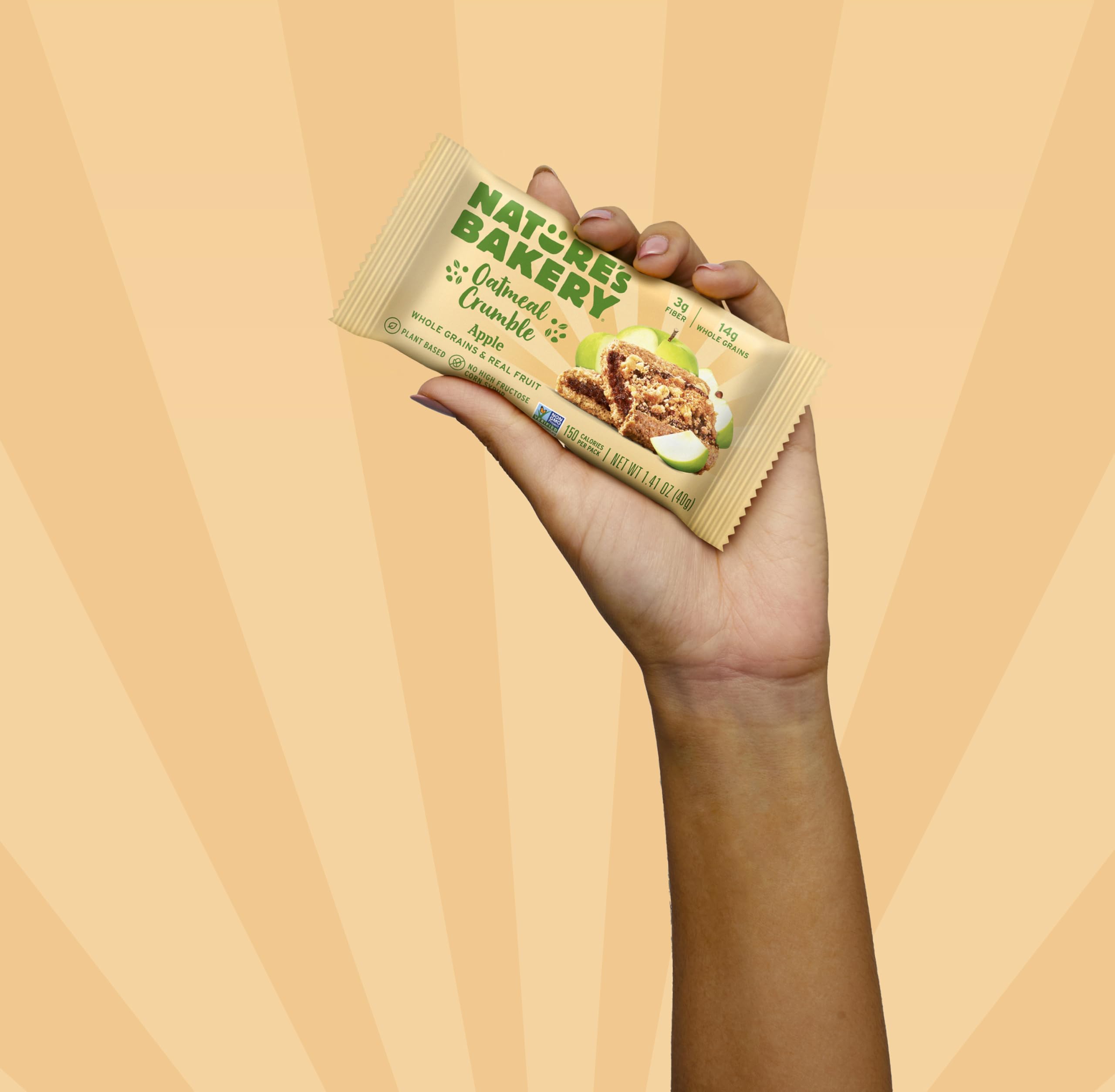 On-the-go Nature's Bakery bar beside a water bottle for travel