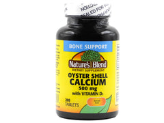 Nature's Blend oyster shell calcium with D3 bottle shown for daily bone support