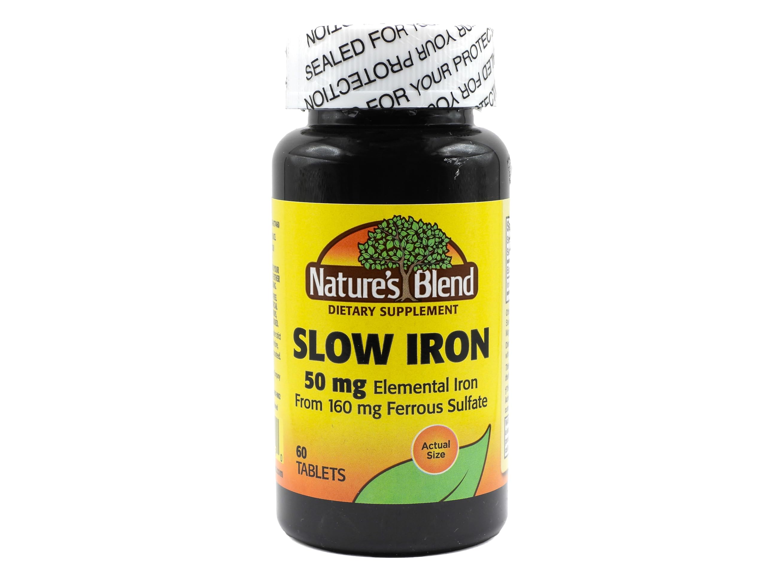 Nature's Blend Slow Iron bottle front with compact packaging for daily use