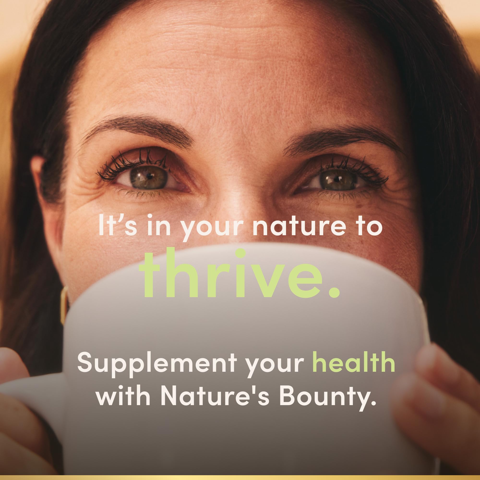 Nature's Bounty open bottle spilling tablets illustrating quantity and easy access