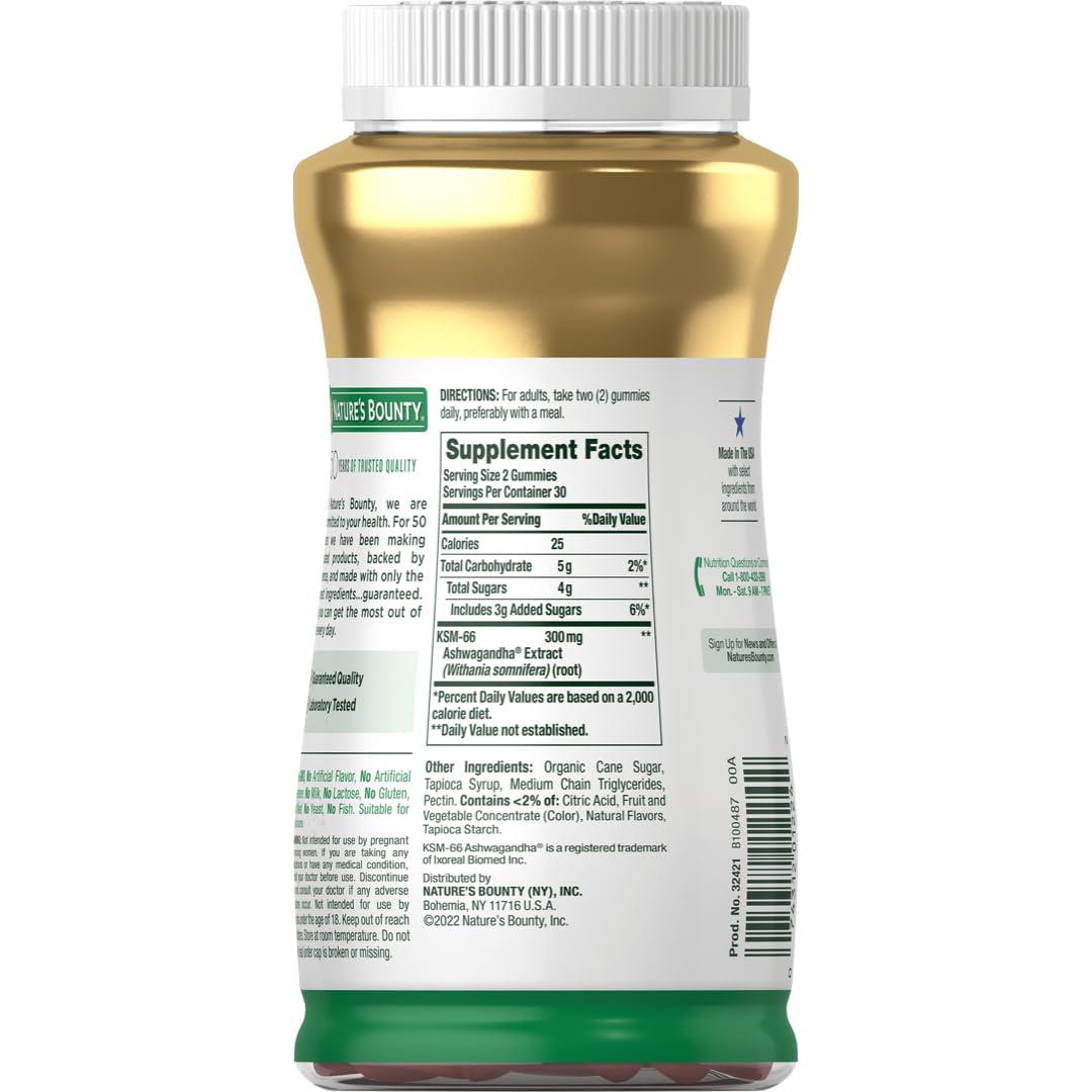 Nature's Bounty Ashwagandha Gummies mixed-berry flavor for a tasty daily habit.
