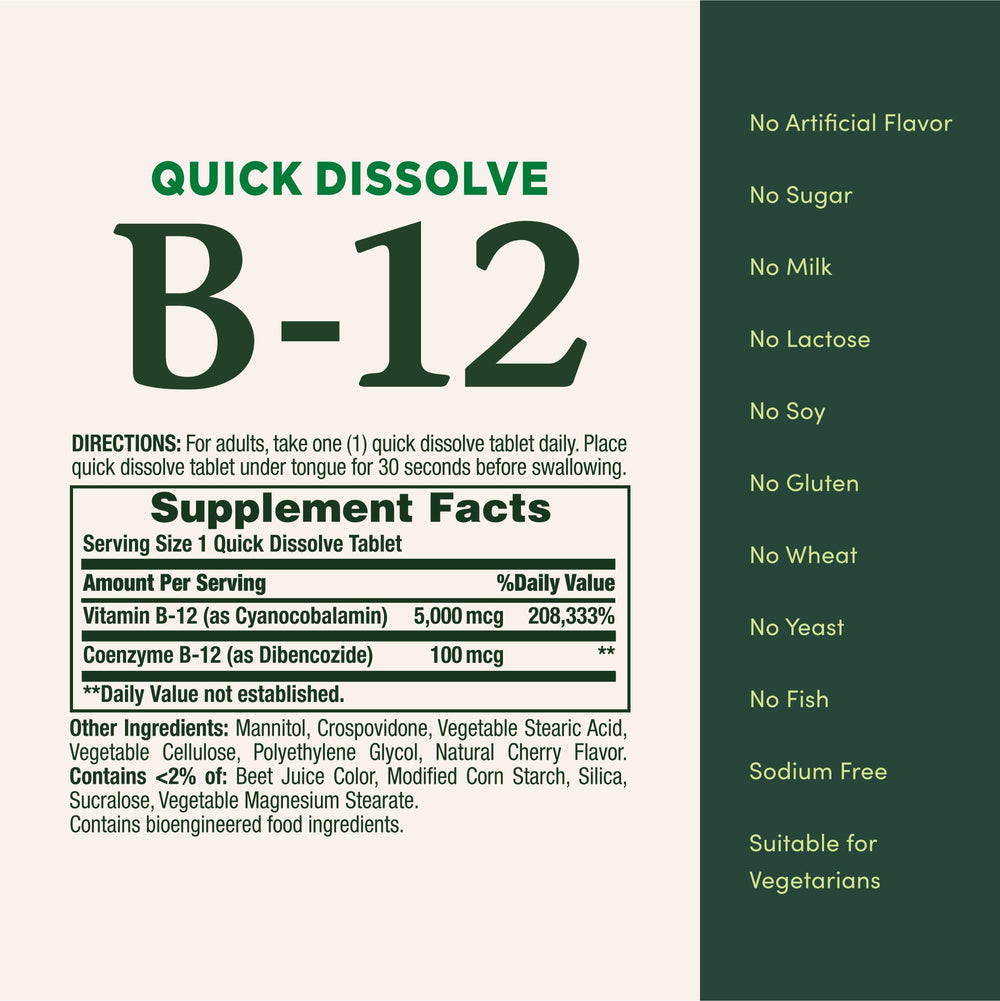 Nature's Bounty B12 supports nervous system health and function