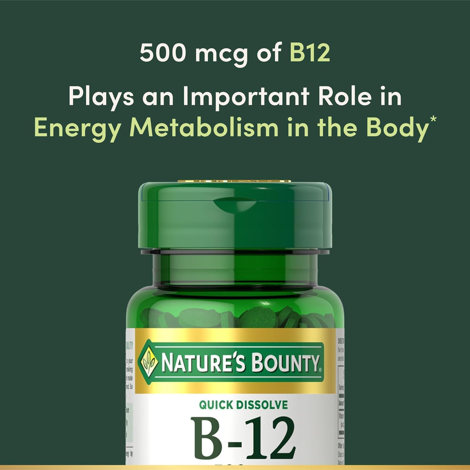 Nature's Bounty B-12 quick dissolve cherry flavor tablets offer a tasty, fast-melt option.