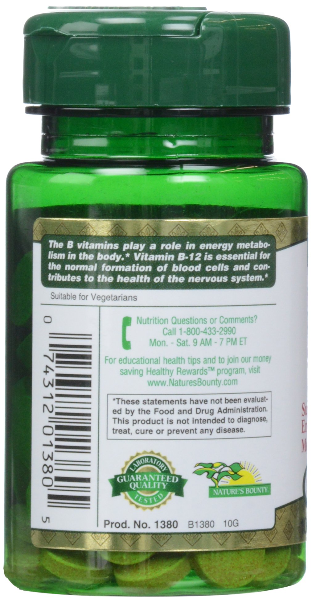 Nature's Bounty B-12 tablets coating closeup highlights smooth swallow.