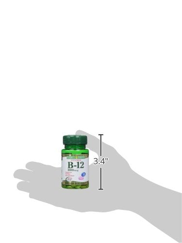 Nature's Bounty B-12 tablets vegetarian-friendly label indicates plant-based formula.