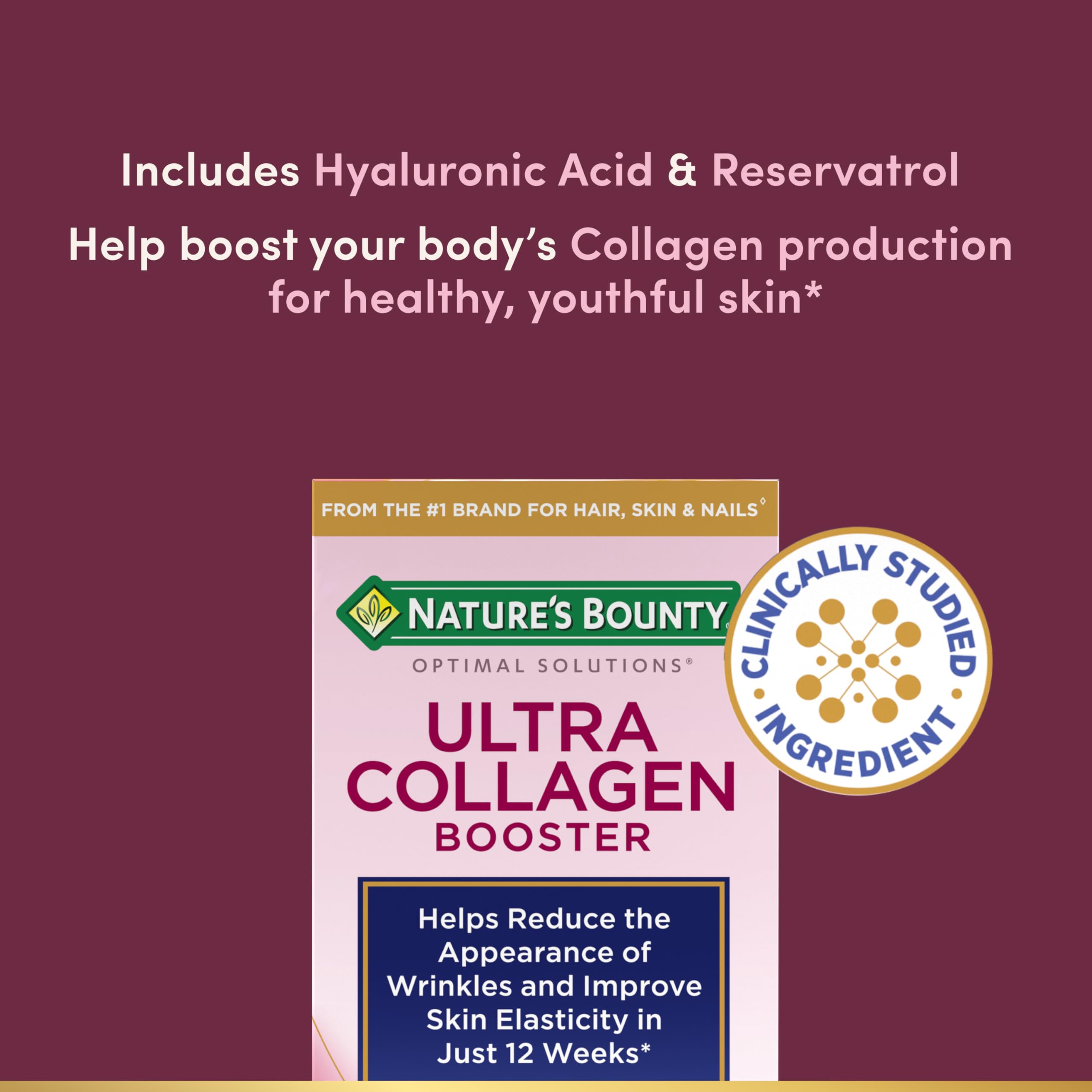 Nature’s Bounty BioCell Collagen II capsules promoting elasticity and youthful skin.