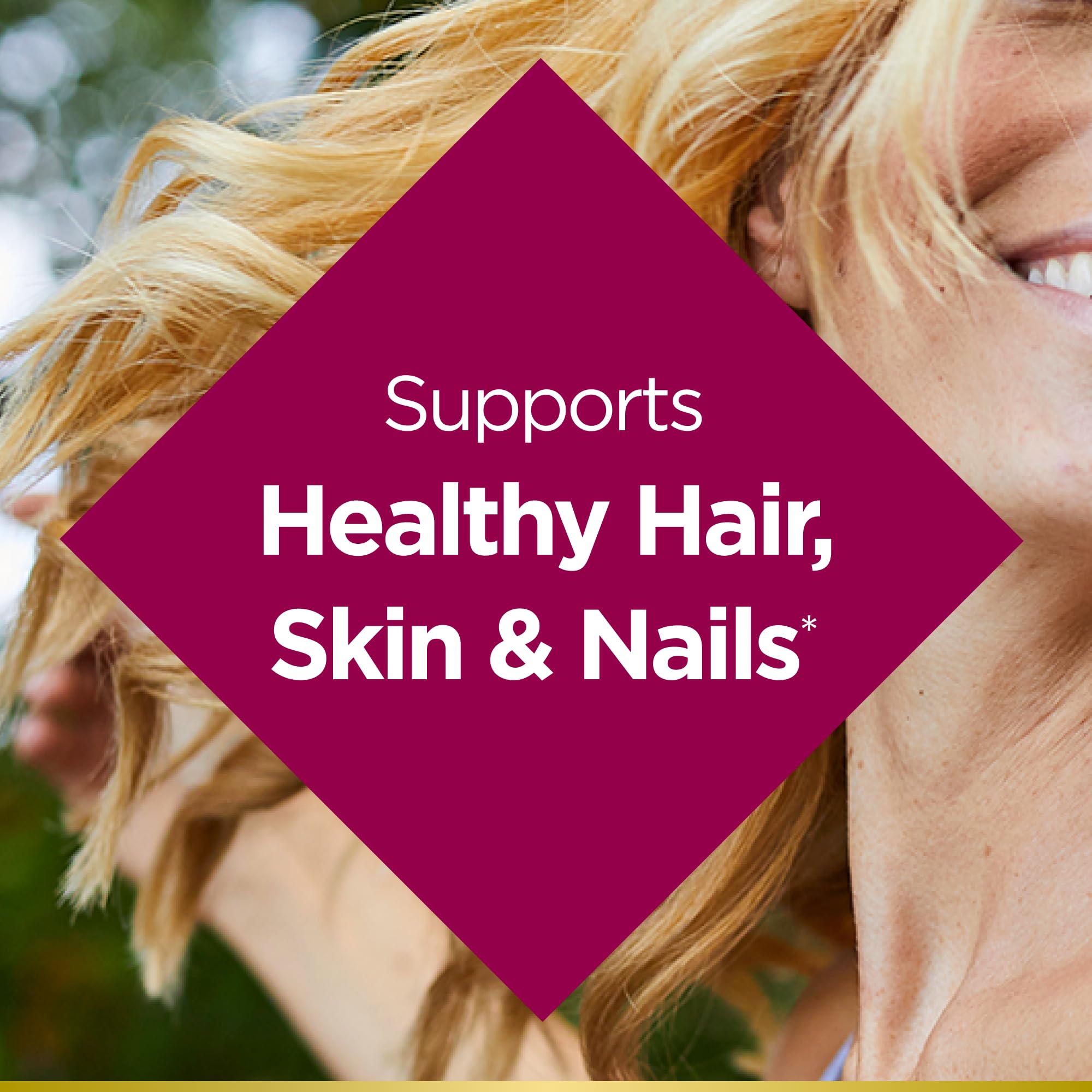 Nature's Bounty Biotin 10000mcg packaging highlighting quality and science.