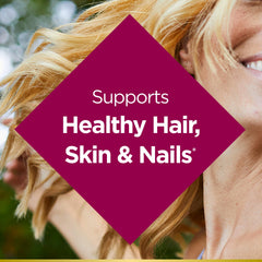 Nature's Bounty Biotin 10000mcg packaging highlighting quality and science.