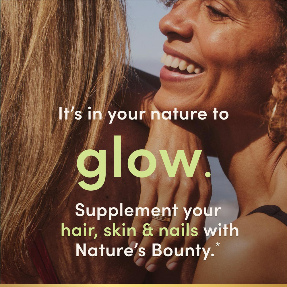 Close-up of Nature's Bounty Biotin bottle on a kitchen counter