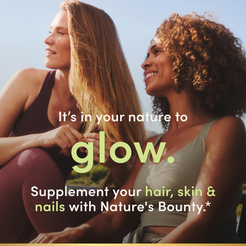 Nature's Bounty Biotin Gummy label highlights Non-GMO and gluten-free.