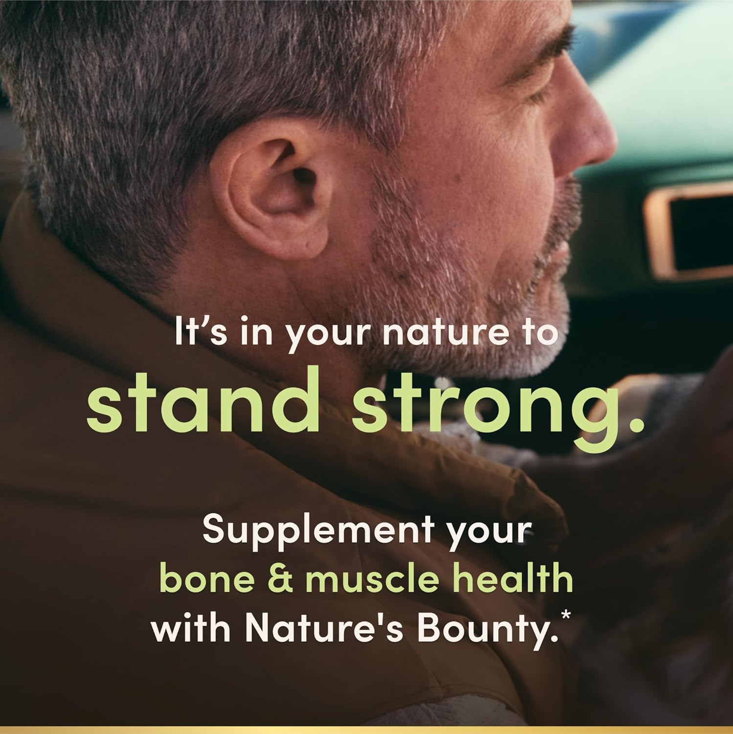 Nature's Bounty Cal-Mag-Zinc caplets packaging top view for easy dosing.