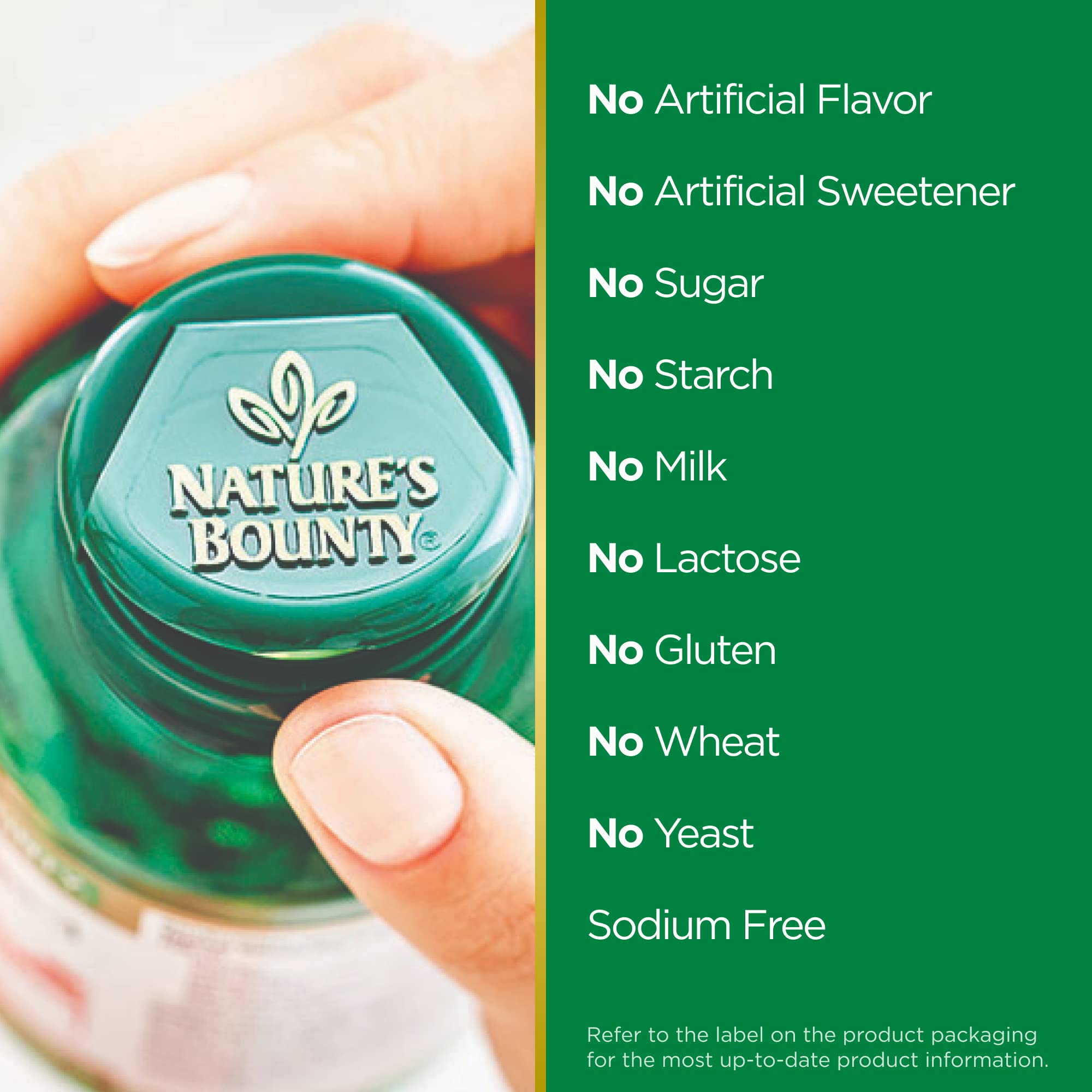 Nature's Bounty Calcium D3 softgels bottle with dosage information.