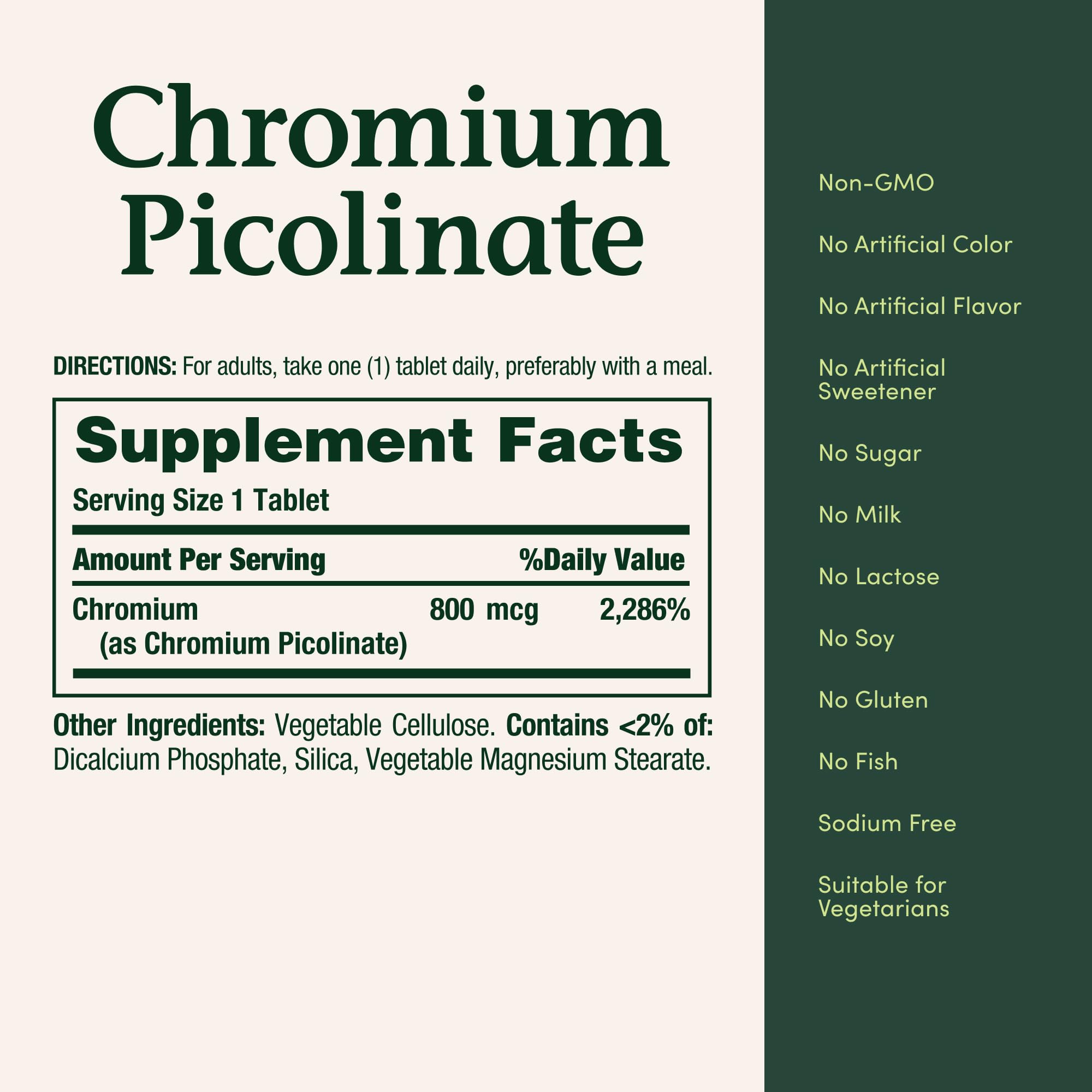 Non-GMO emblem on Nature's Bounty Chromium Picolinate bottle.