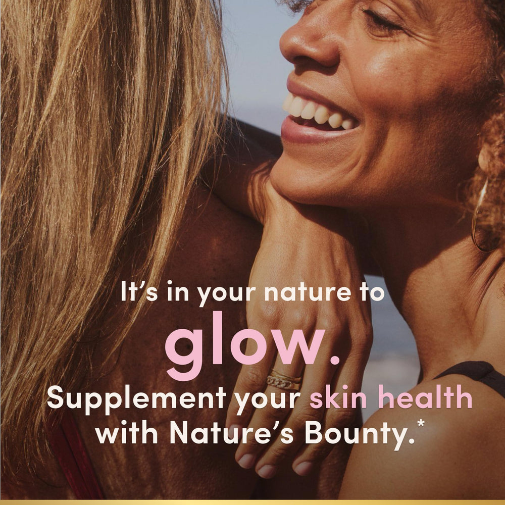Nature’s Bounty capsule pack highlighting key ingredients for skin vitality.