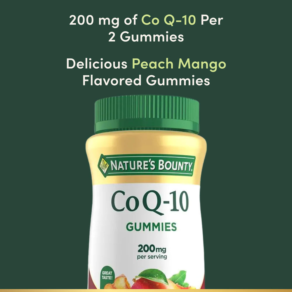 Serving two gummies daily shown for routine energy with CoQ10 gummies