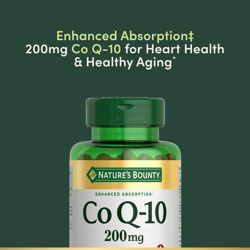 Nature's Bounty CoQ10 rapid-release softgels displayed for easy daily use