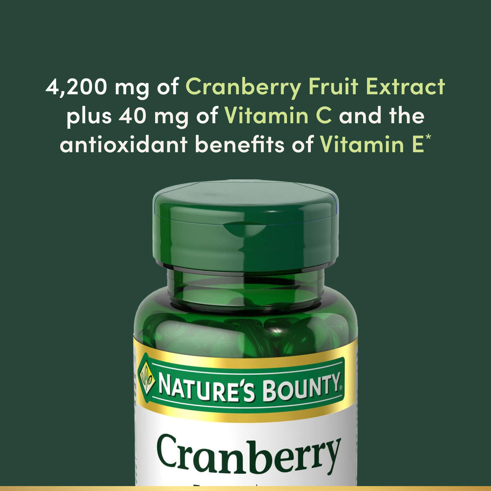 Nature's Bounty Cranberry Concentrate 4200 mg label showing potency.
