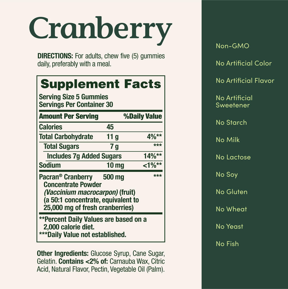 Nature's Bounty Cranberry Gummies Non-GMO, gluten-free option for daily wellness