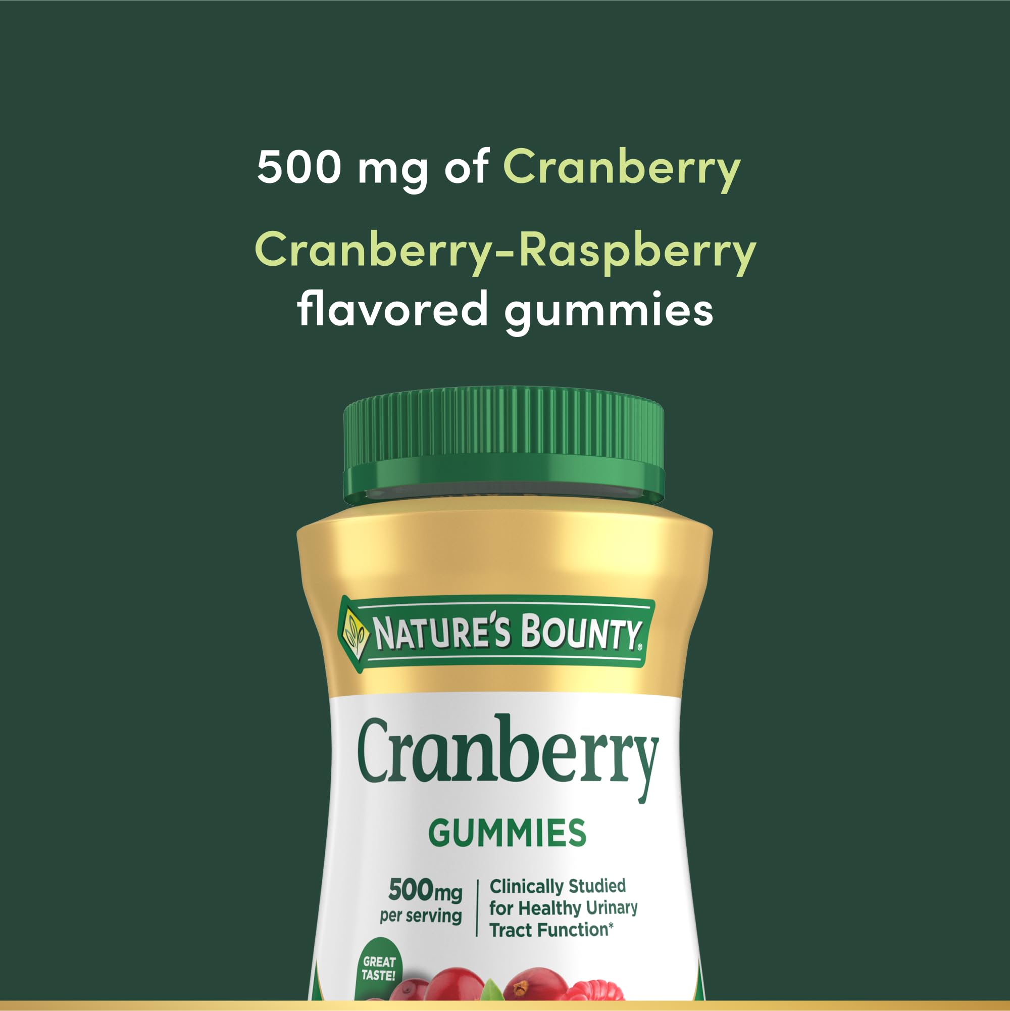 Nature's Bounty Cranberry Gummies Pacran 500 mg packaging designed for daily urinary health support
