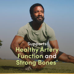 Nature's Bounty D3 K2 capsules closeup highlighting daily capsule for bone health.
