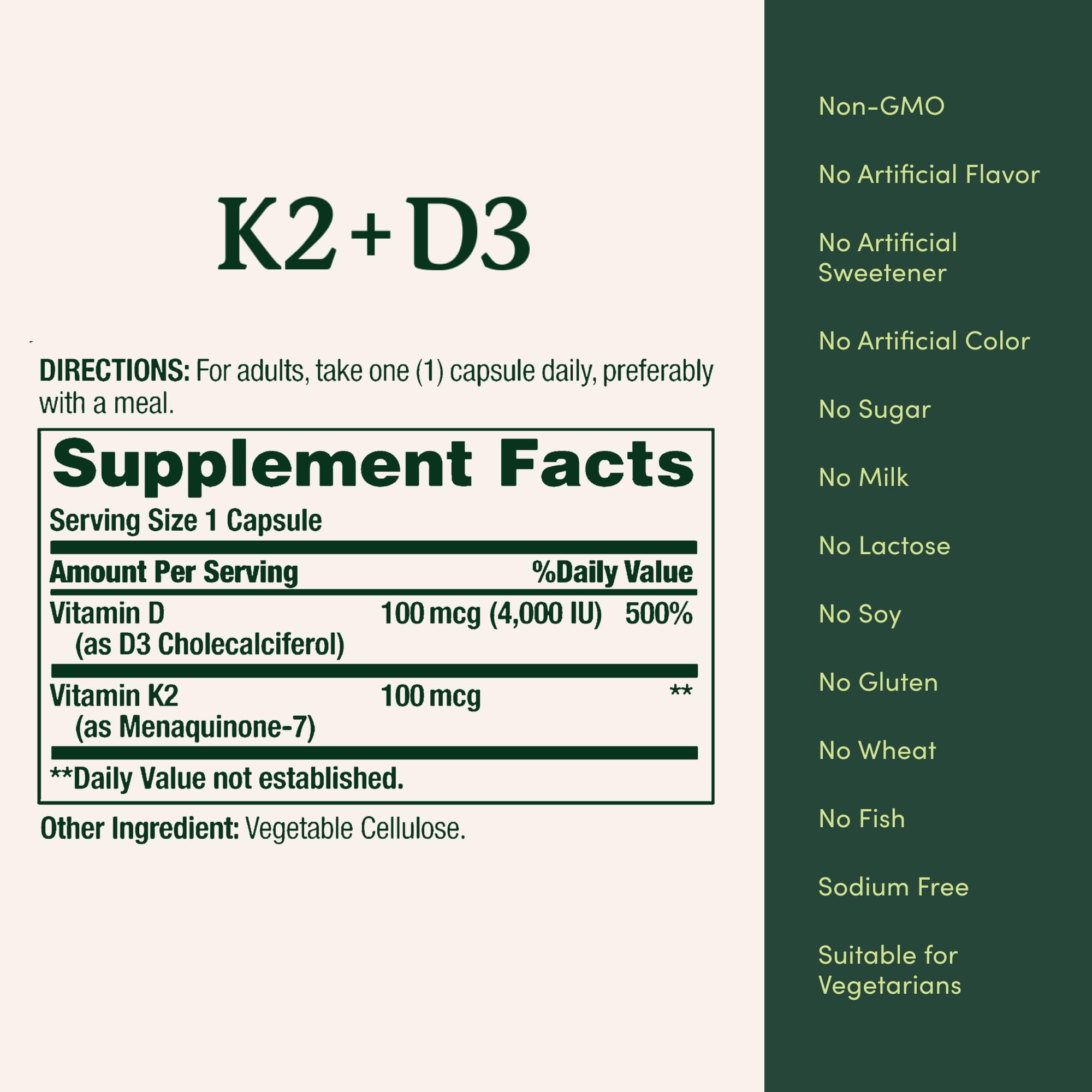 Nature’s Bounty D3K2 bottle on desk ready for daily supplementation.