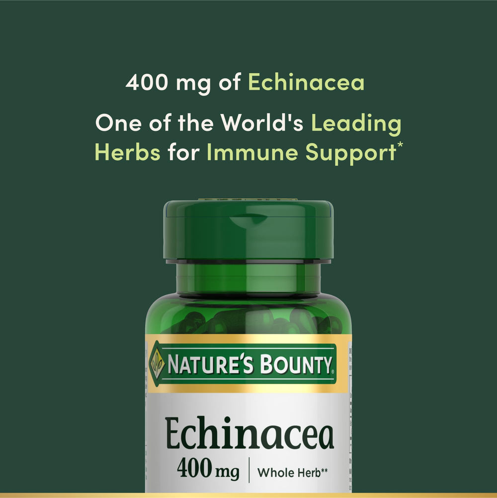Label detail of Nature's Bounty Echinacea 400mg capsules.