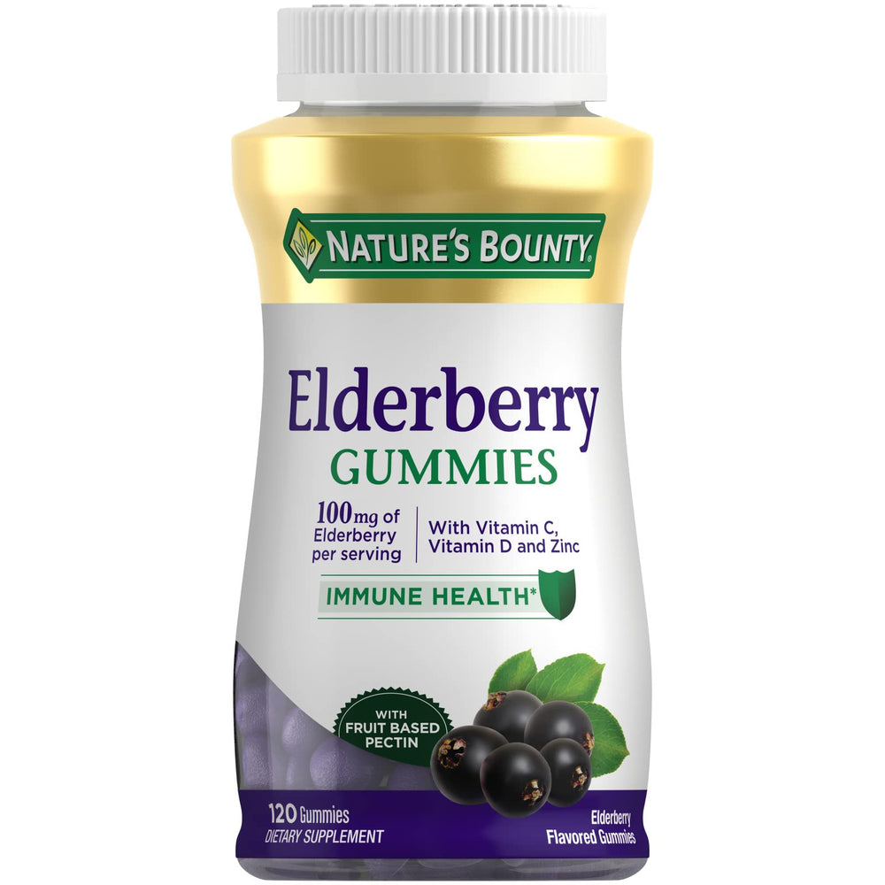 Nature's Bounty Elderberry Gummies front bottle for daily immune support