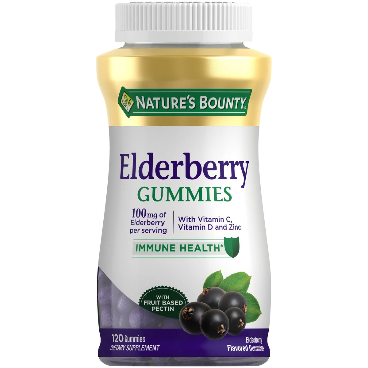 Nature's Bounty Elderberry Gummies front bottle for daily immune support