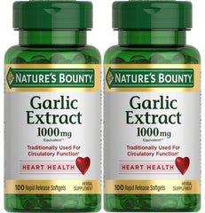 Nature's Bounty Garlic Extract softgels bottle front showing 1000 mg dose