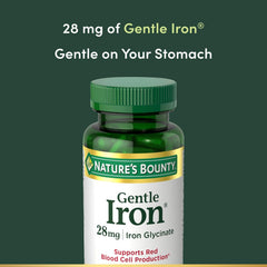 Nature's Bounty Gentle Iron ingredients label closeup with folic acid and B-12
