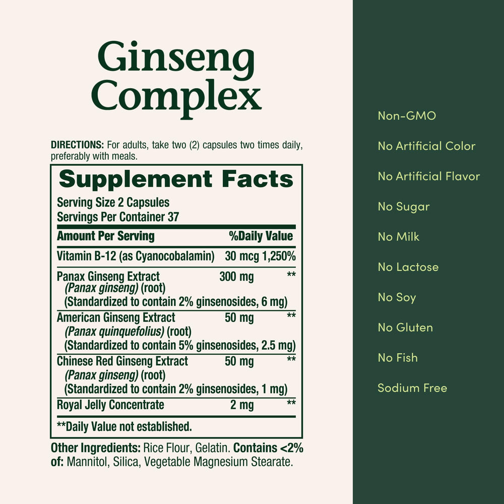 Top view of Nature's Bounty Ginseng Complex bottle emphasizing sturdy cap