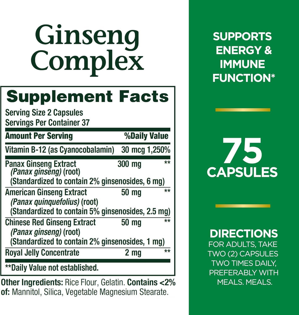 Nature's Bounty Ginseng Complex capsules ready for a simple daily wellness routine.